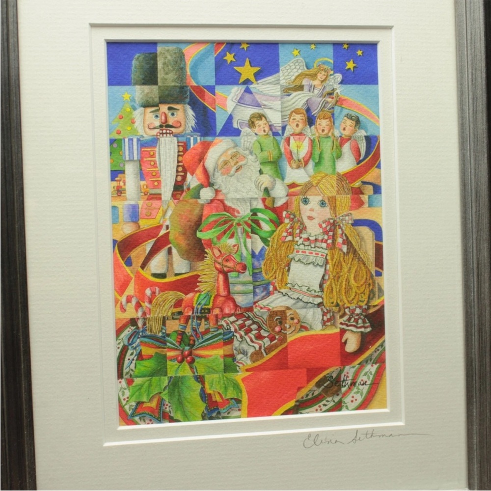 Elinor Sethman Signed Medium Watercolor Painting Kaleidoscope Of Christmas Past - Picture 3 of 10